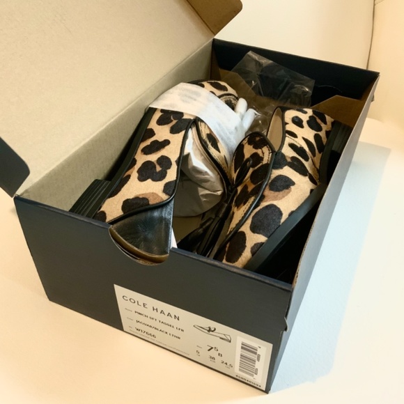 Cole Haan pinch tassel leopard loafer flat mules - Picture 7 of 16
